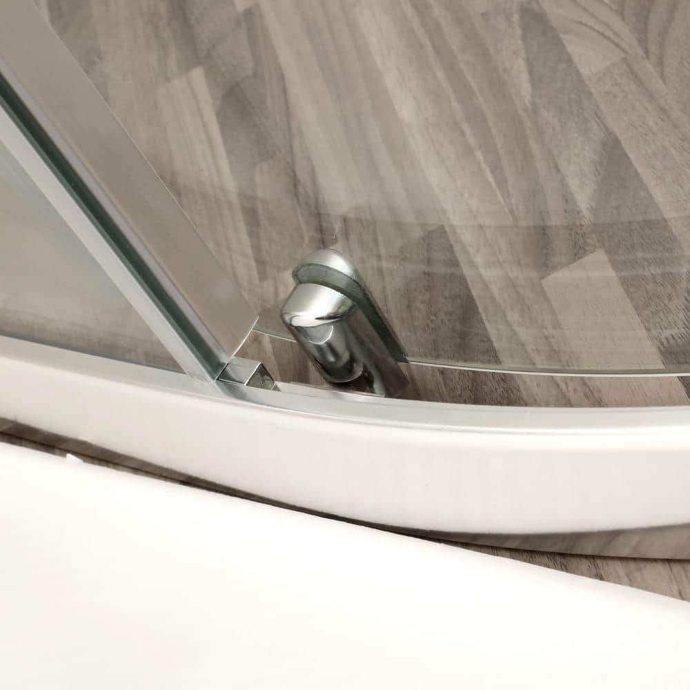 Boosicavelly Double Sliding Semi Frameless Corner Shower Enclosure in Chrome Finish 36 in. W x 72 in. H