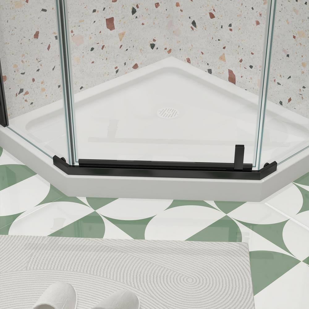 Boosicavelly 35 in. W x 72 in. H Neo Angle Pivot Semi Frameless Corner Shower Enclosure in Matte Black Finish