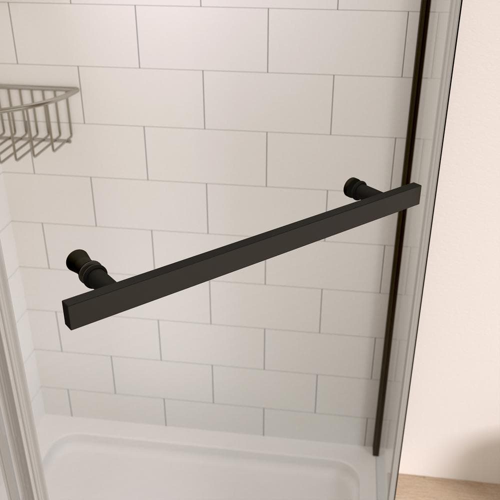 Boosicavelly 35 in. W x 72 in. H Neo Angle Pivot Semi Frameless Corner Shower Enclosure in Matte Black Finish