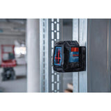 Bosch 50 ft. Dual Power Battery Red Beam Self-Leveling Cross-Line Laser Level