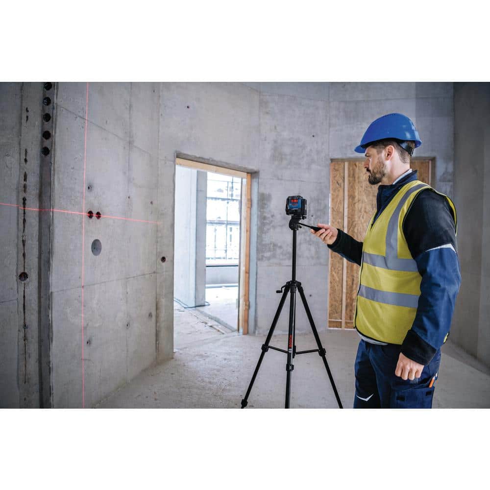 Bosch 50 ft. Dual Power Battery Red Beam Self-Leveling Cross-Line Laser Level