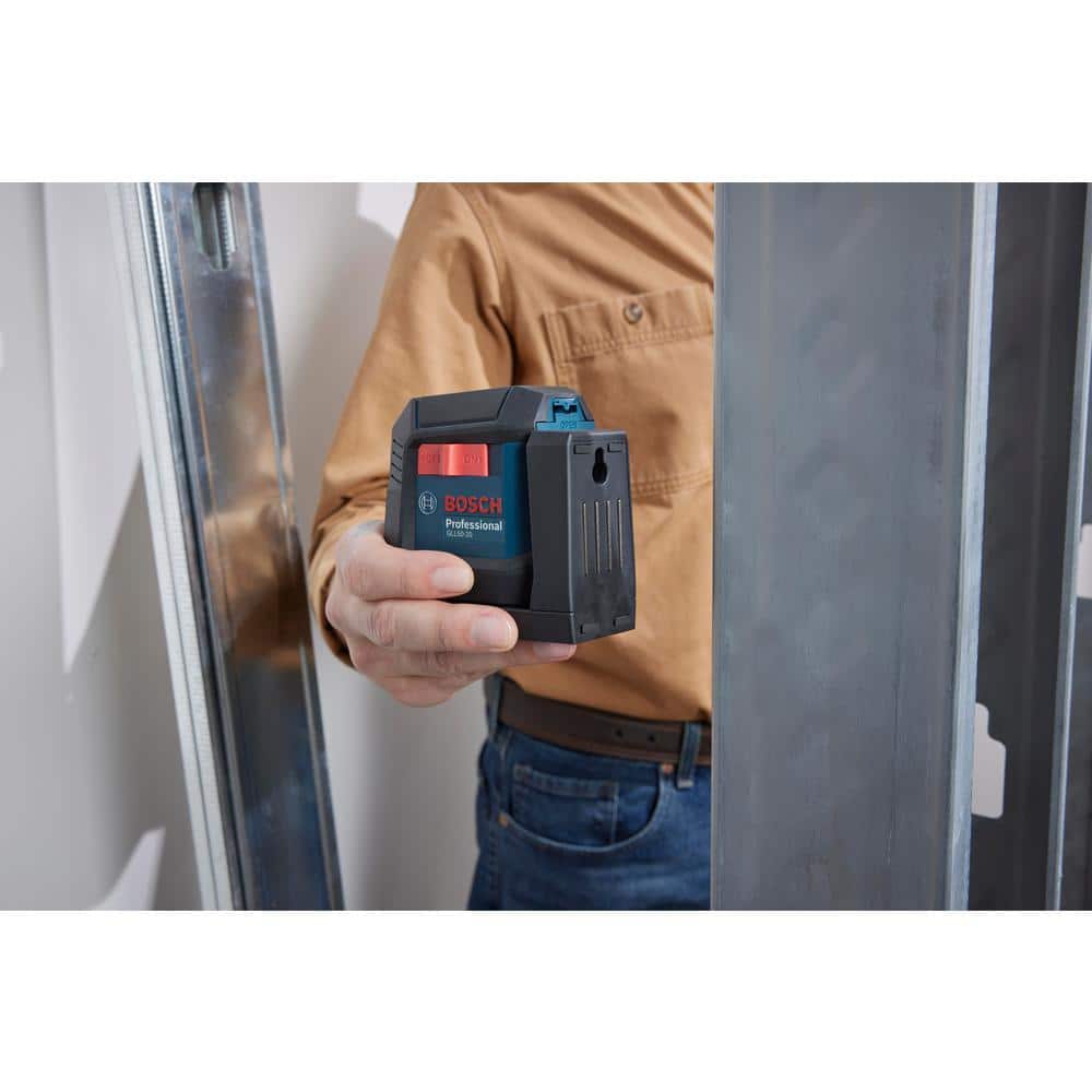 Bosch 50 ft. Dual Power Battery Red Beam Self-Leveling Cross-Line Laser Level