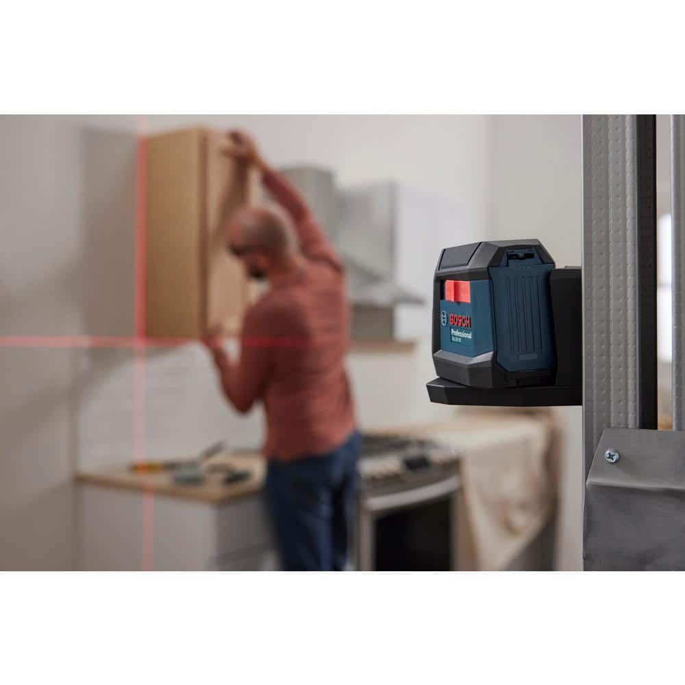 Bosch 50 ft. Dual Power Battery Red Beam Self-Leveling Cross-Line Laser Level