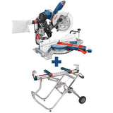 Bosch 15 Amp Corded 10 in. Dual-Bevel Sliding Glide Miter Saw with 60-Tooth Blade and Gravity-Rise Stand (CM10GD + T4B)