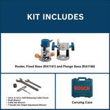 Bosch 12 Amp 2-1/4 Horse Power Corded Peak Variable Speed Plunge and Fixed Base Router Kit with Hard Case