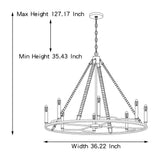 Vanity Art 8 -Light Wagon Wheel Candle Style Chandelier in Brass Dust