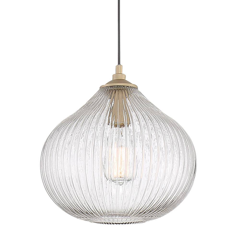 Vanity Art Bayonne 1-Light Brass Dust Pendant with Glass Globe Shade