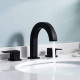 Commercial Metering Double Handle Bathroom Sink Faucet in Matte Black Brass