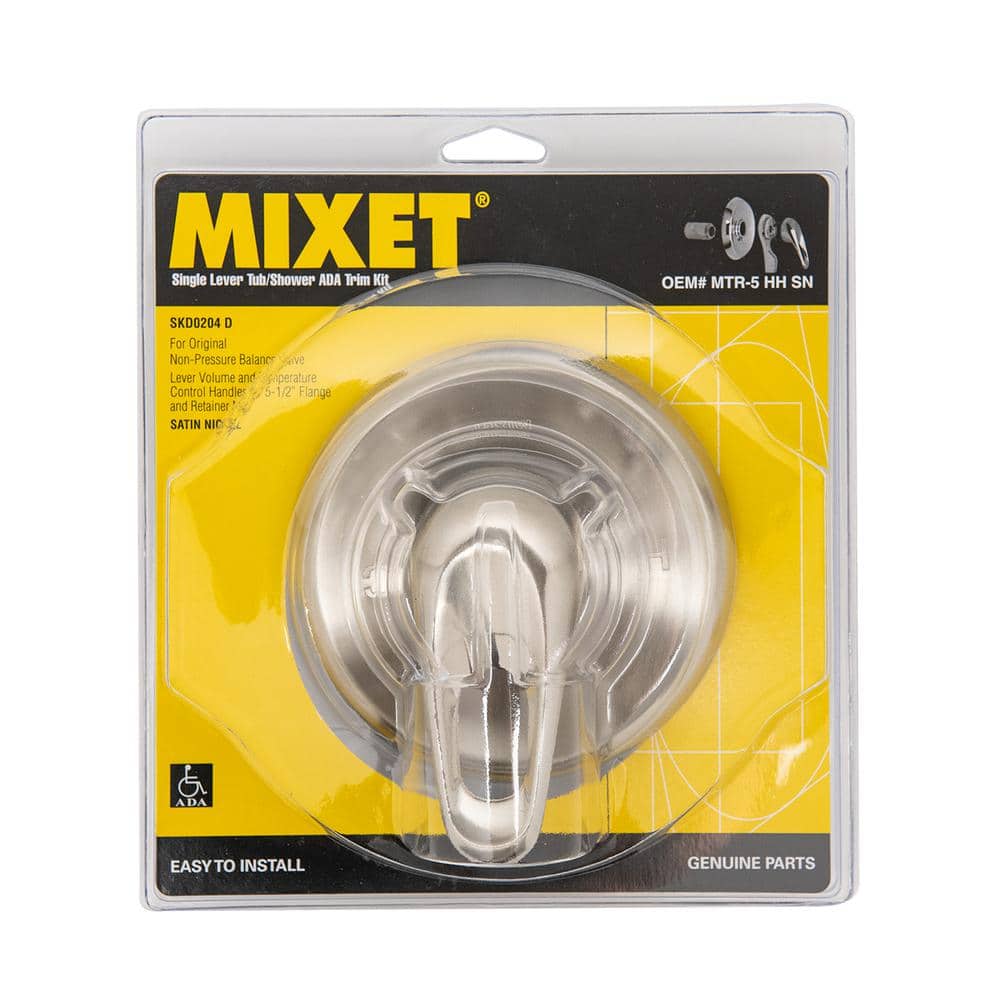 BrassCraft Mixet Single-Lever Tub/Shower Rebuild Trim Kit, Non-Pressure Balanced, Satin Nickel (SKD0204-D)