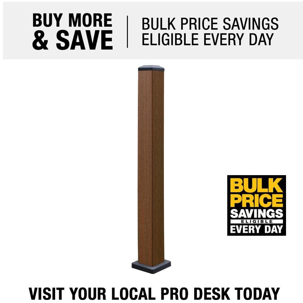 NewTechWood Ultra Shield 3.7 in. x 3.7 in. x 3.5 ft. Brazilian Ipe Composite Hemispheres 3.5 ft. Post Kit