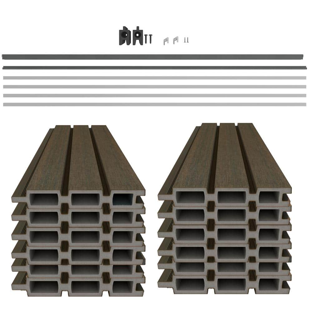 NewTechWood Ultra Easy Fencing 6 ft. H x 6 ft. W Brazilian Ipe Wood Plastic Composite Horizontal Fence Panel Section with Gray Frame