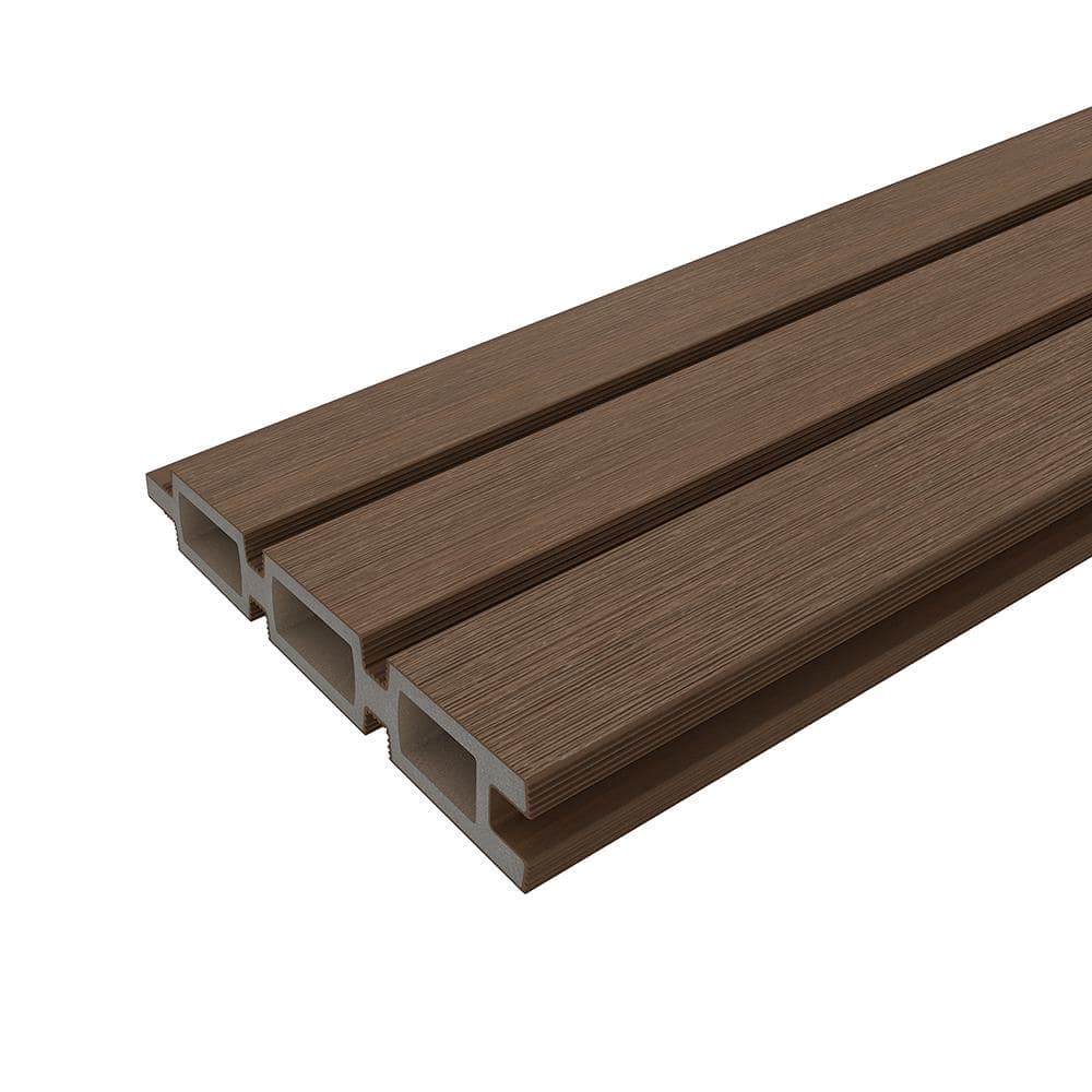 NewTechWood Ultra Easy Fencing 6 ft. H x 6 ft. W Brazilian Ipe Wood Plastic Composite Horizontal Fence Panel Section with Gray Frame