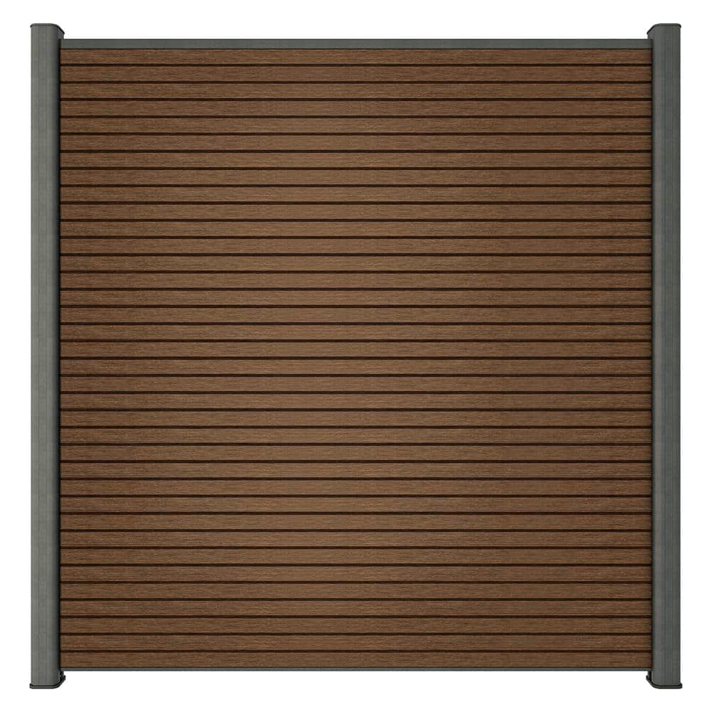 NewTechWood Ultra Easy Fencing 6 ft. H x 6 ft. W Brazilian Ipe Wood Plastic Composite Horizontal Fence Panel Section with Gray Frame