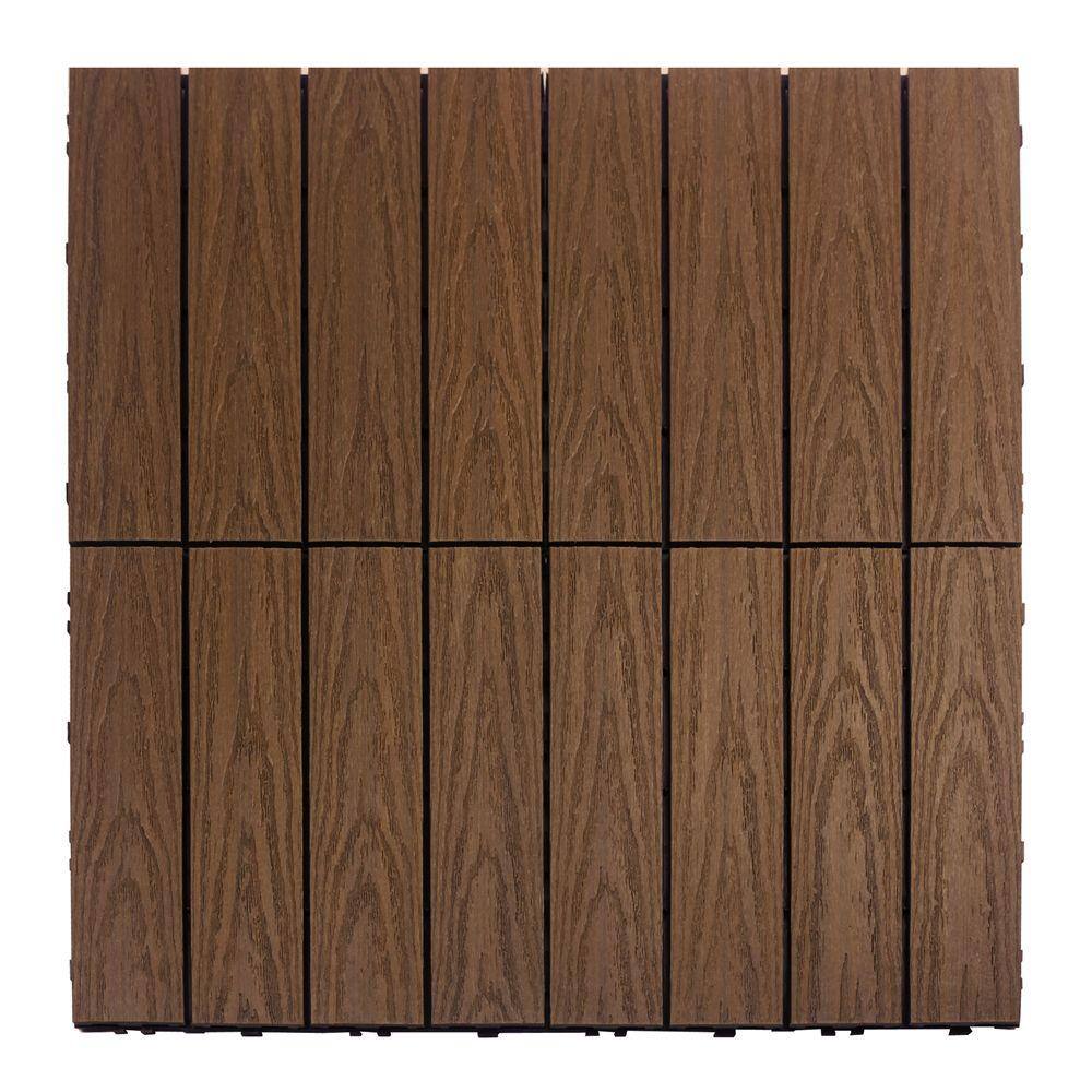 NewTechWood UltraShield Naturale 1 ft. x 1 ft. Quick Deck Outdoor Composite Deck Tile Sample in Brazilian Ipe