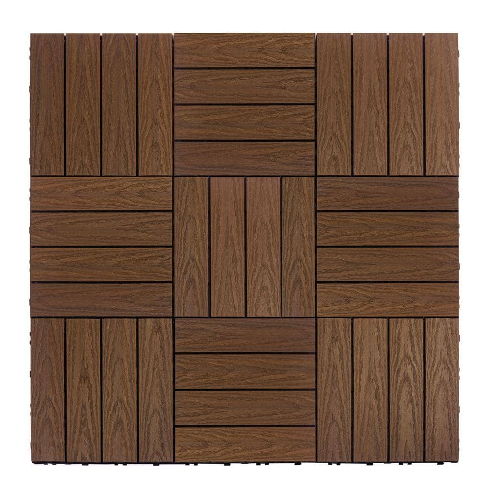 NewTechWood UltraShield Naturale 1 ft. x 1 ft. Quick Deck Outdoor Composite Deck Tile Sample in Brazilian Ipe
