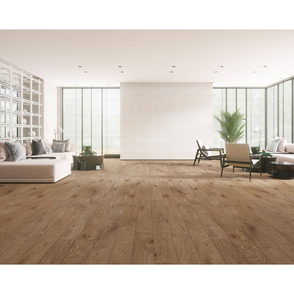 ACQUA FLOORS Brewster Oak 1/4 in. T x 5 in. W Click Lock Wire Brushed Engineered Hardwood Flooring (16.7 sq.ft./case)