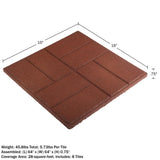 Pure Garden 5.33 ft. x 5.33 ft. Rubber Deck Tile in Brick Red (28 sq. ft.) (8-Pack)