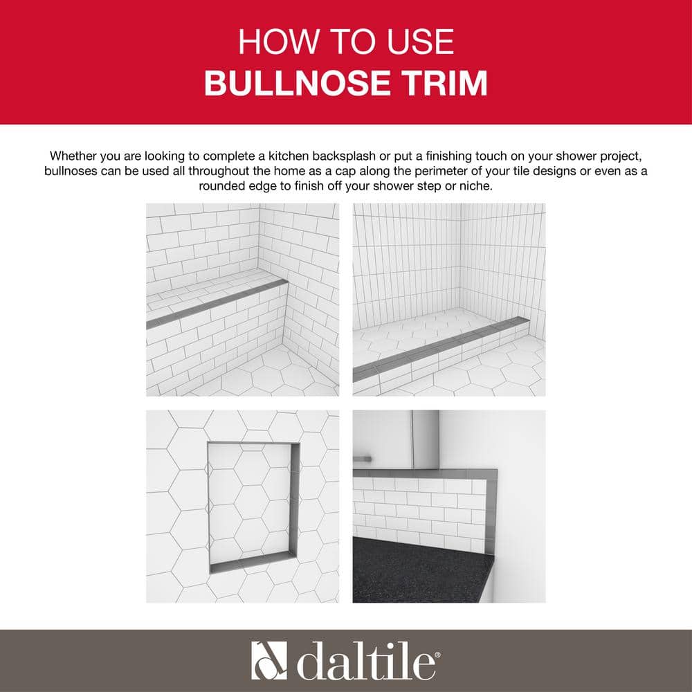 Daltile Restore Bright White 2 in. x 6 in. Ceramic Bullnose Wall Trim (0.08 sq. ft. per Piece)