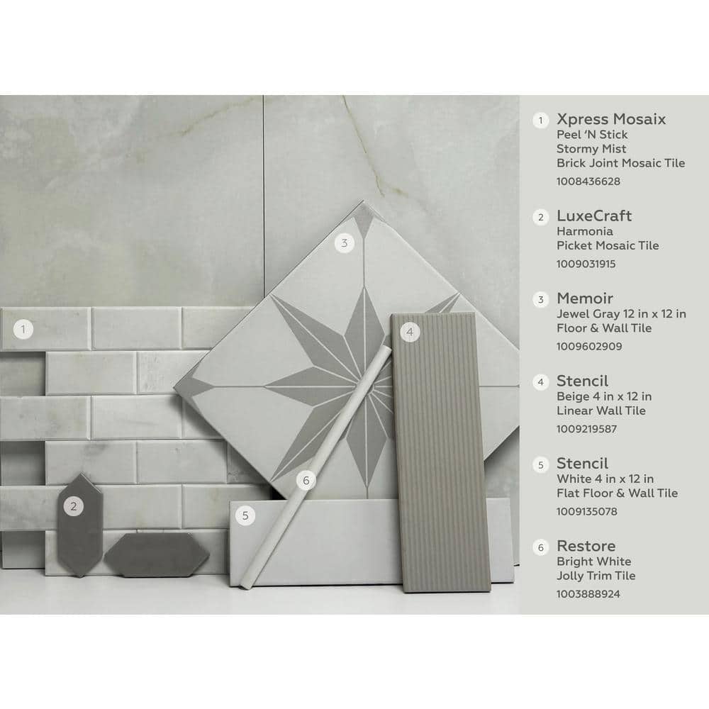 Daltile Restore Bright White 1/2 in. x 12 in. Glazed Ceramic Wall Jolly Trim Tile, 4-Pack (0.04 sq. ft. per piece)