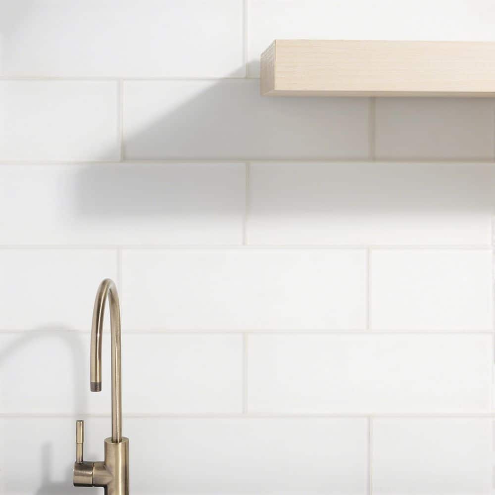 Ivy Hill Tile Contempo Bright White Frosted 4 in. x 12 in. x 8 mm Glass Subway Tile (15 pieces, 5 sq. ft./Box)