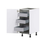 J COLLECTION Fairhope Bright White Slab Assembled Base Kitchen Cabinet with 3 Inner Drawers (15 in. W x 34.5 in. H x 24 in. D)