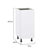 J COLLECTION Fairhope Bright White Slab Assembled Base Kitchen Cabinet with 3 Inner Drawers (15 in. W x 34.5 in. H x 24 in. D)