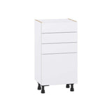 J COLLECTION Fairhope Bright White Slab Assembled Shallow Base Kitchen Cabinet with Drawers (18 in. W x 34.5 in. H x 14 in. D)