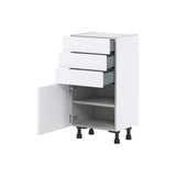 J COLLECTION Fairhope Bright White Slab Assembled Shallow Base Kitchen Cabinet with Drawers (18 in. W x 34.5 in. H x 14 in. D)