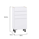 J COLLECTION Fairhope Bright White Slab Assembled Shallow Base Kitchen Cabinet with Drawers (18 in. W x 34.5 in. H x 14 in. D)