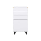J COLLECTION Fairhope Bright White Slab Assembled Shallow Base Kitchen Cabinet with Drawers (18 in. W x 34.5 in. H x 14 in. D)