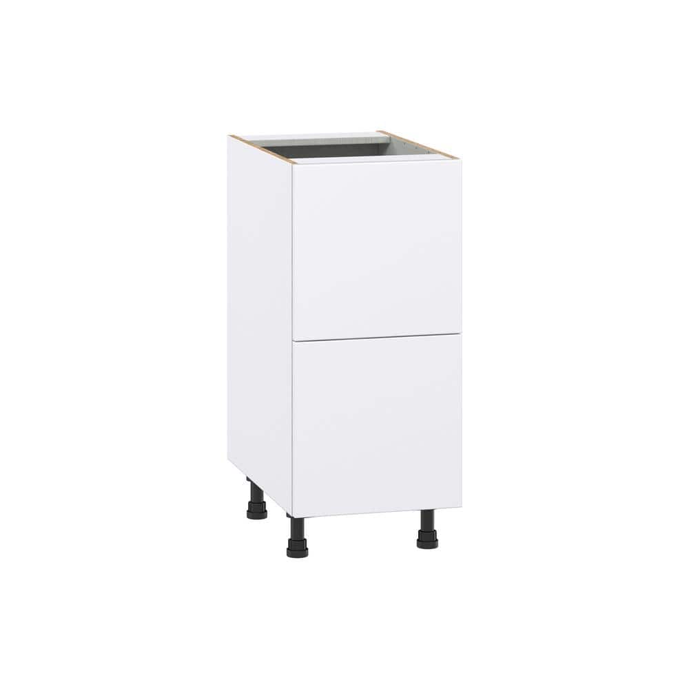 J COLLECTION Fairhope Bright White Slab Assembled Base Kitchen Cabinet with 2 Drawers (15 in. W x 34.5 in. H x 24 in. D)