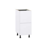 J COLLECTION Fairhope Bright White Slab Assembled Base Kitchen Cabinet with 2 Drawers (15 in. W x 34.5 in. H x 24 in. D)