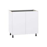 J COLLECTION Fairhope Bright White Slab Assembled Base Kitchen Cabinet with Full Height Doors (36 in. W x 34.5 in. H x 24 in. D)