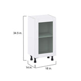 J COLLECTION Bright White Shaker Assembled Shallow Base Cabinet with Full Height Glass Door (18 in. W x 34.5 in. H x 14 in. D)