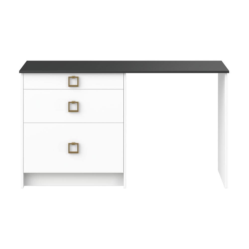 J COLLECTION Fairhope 61 in. W x 34.5 in. H x 24 in. D Bright White Simple Desk Bundle 1