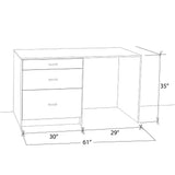 J COLLECTION Fairhope 61 in. W x 34.5 in. H x 24 in. D Bright White Simple Desk Bundle 1