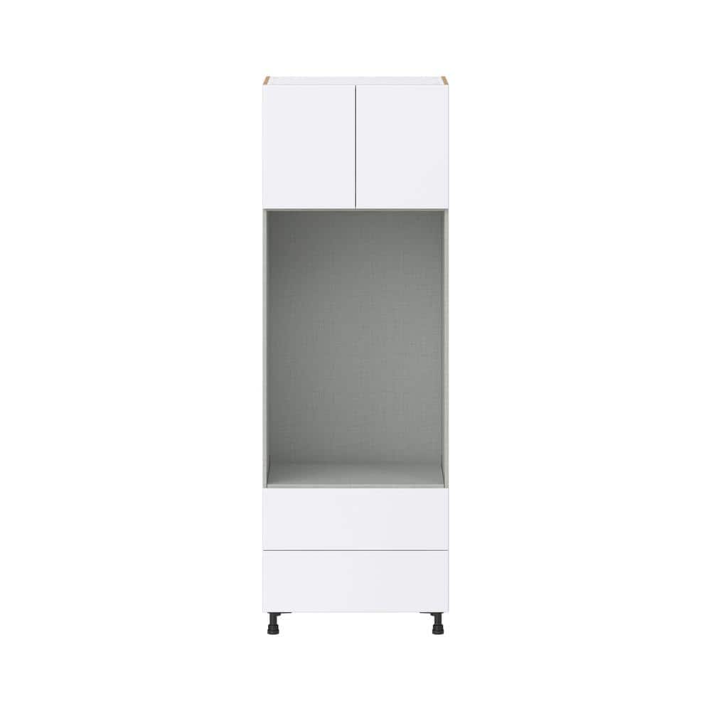 J COLLECTION Fairhope Bright White Slab Assembled Pantry Micro/Oven Kitchen Cabinet (30 in. W x 89.5 in. H x 24 in. D)