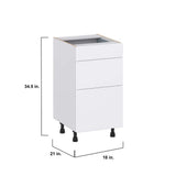 J COLLECTION Fairhope Bright White Slab Assembled Vanity Drawer Base Cabinet with 3 Drawers (18 in. W x 34.5 in. H x 21 in. D)