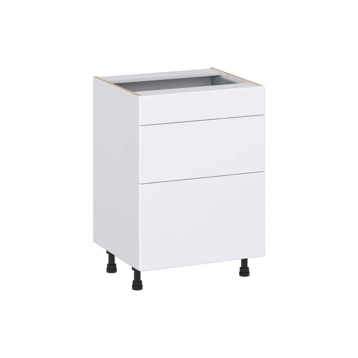 J COLLECTION Fairhope Bright White Slab Assembled Vanity Drawer Base Cabinet with 3 Drawers (24 in. W x 34.5 in. H x 21 in. D)