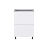 J COLLECTION Fairhope Bright White Slab Assembled Vanity Drawer Base Cabinet with 3 Drawers (24 in. W x 34.5 in. H x 21 in. D)