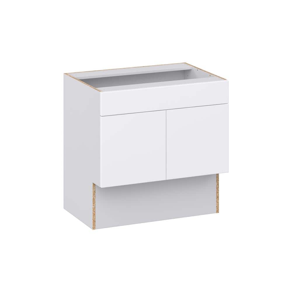 J COLLECTION Fairhope Bright White Slab Assembled Accessible ADA Vanity Base with False Front Cabinet (30 in. W x 30 in. H x 21 in.D)