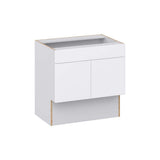 J COLLECTION Fairhope Bright White Slab Assembled Accessible ADA Vanity Base with False Front Cabinet (30 in. W x 30 in. H x 21 in.D)