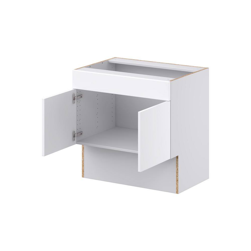 J COLLECTION Fairhope Bright White Slab Assembled Accessible ADA Vanity Base with False Front Cabinet (30 in. W x 30 in. H x 21 in.D)