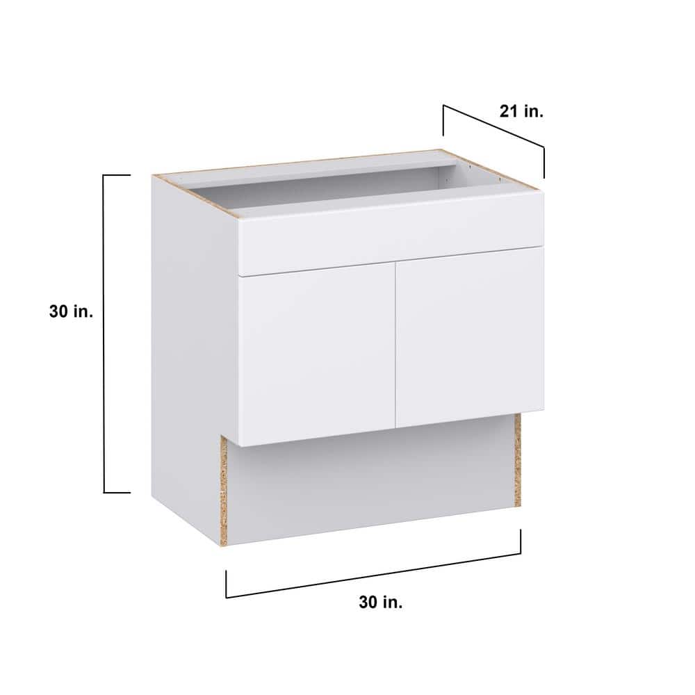 J COLLECTION Fairhope Bright White Slab Assembled Accessible ADA Vanity Base with False Front Cabinet (30 in. W x 30 in. H x 21 in.D)