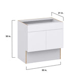 J COLLECTION Fairhope Bright White Slab Assembled Accessible ADA Vanity Base with False Front Cabinet (30 in. W x 30 in. H x 21 in.D)