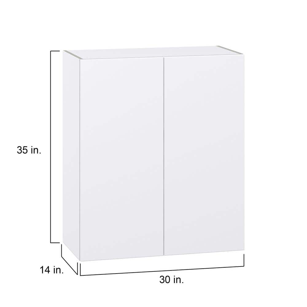 J COLLECTION Fairhope Bright White Slab Assembled Wall Kitchen Cabinet (30 in. W x 35 in. H x 14 in. D)