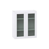J COLLECTION Bright White Glass Assembled Wall Kitchen Cabinet with 2 Doors (30 in. W x 35 in. H x 14 in. D)