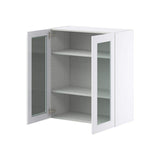J COLLECTION Bright White Glass Assembled Wall Kitchen Cabinet with 2 Doors (30 in. W x 35 in. H x 14 in. D)