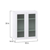 J COLLECTION Bright White Glass Assembled Wall Kitchen Cabinet with 2 Doors (30 in. W x 35 in. H x 14 in. D)