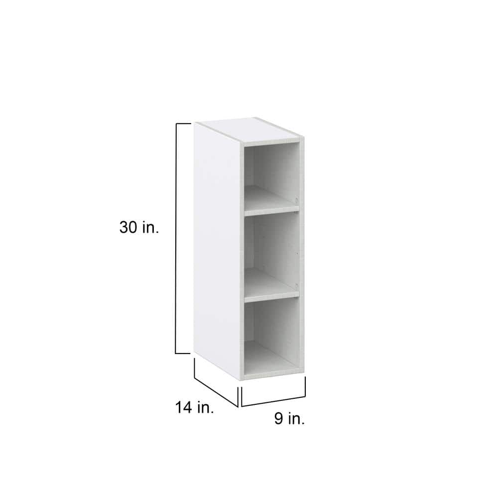 J COLLECTION Bright White Slab Assembled Wall Kitchen Cabinet Open Shelf (9 in. W x 30 in. H x 14 in. D)